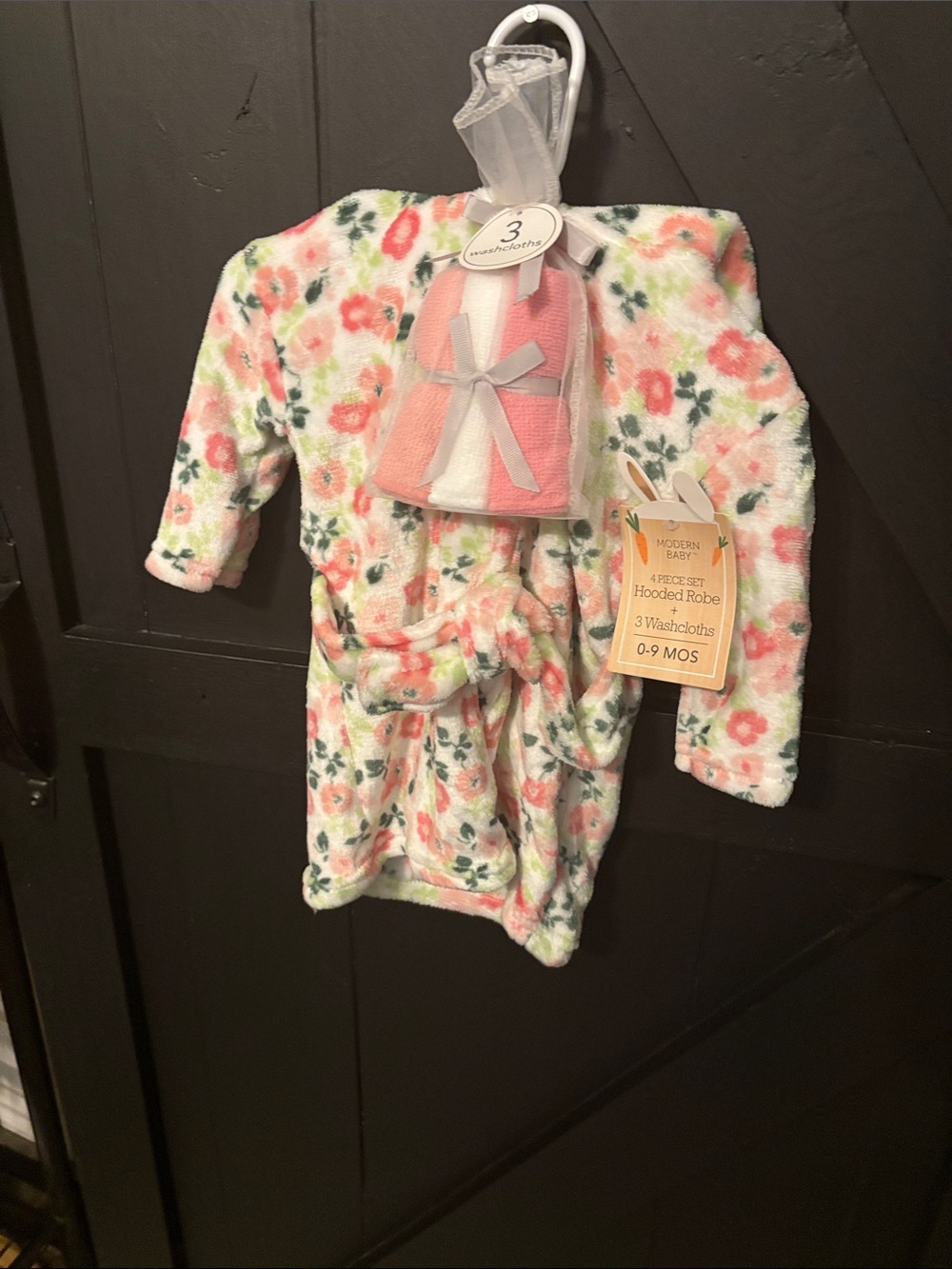 Floral Hooded Robe for Babies - Pink/Green